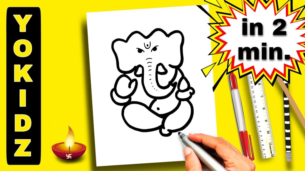 GANESHA DRAWING EASY STEP BY STEP | गणेश जी का सुंदर चित्र बनाना सीखे 2 मिनट में 