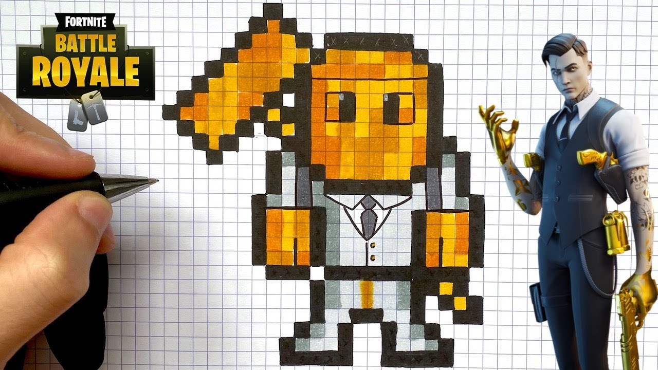 COMO DIBUJAR MIDAS PIXEL ART SKIN FORTNITE 