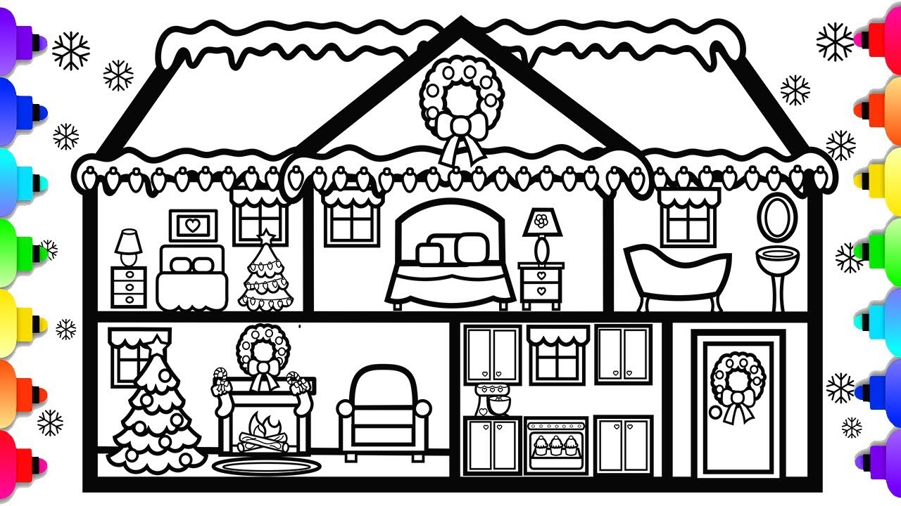 Learn How to Draw and Color a Christmas Doll House ??? Christmas House Coloring Page 2