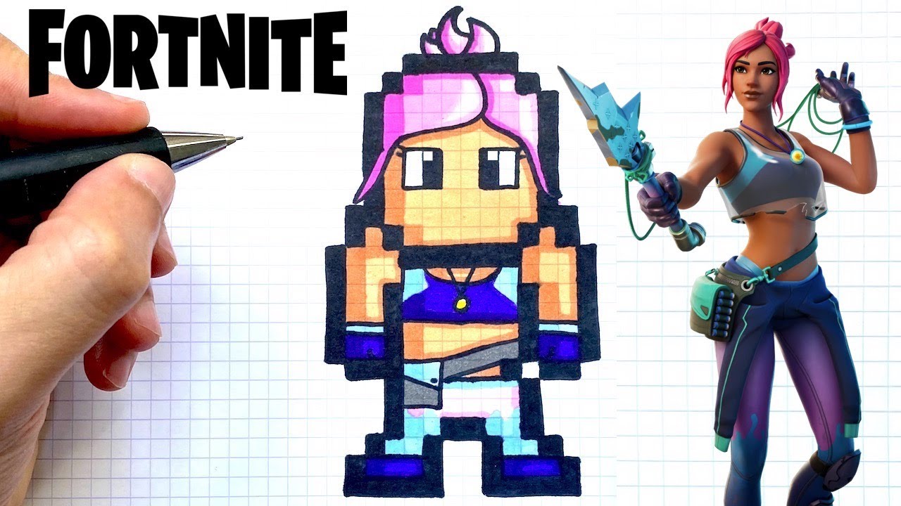 COMO DIBUJAR OCEAN SKIN FORTNITE PIXEL ART 