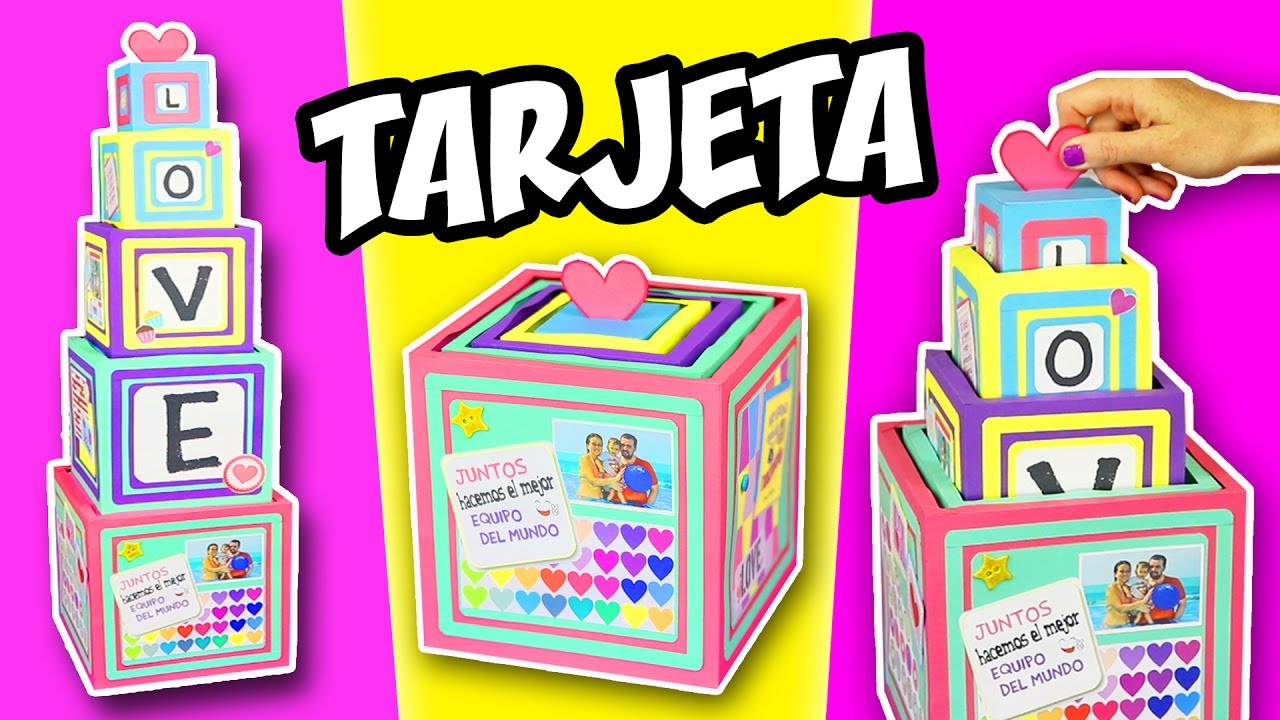 TARJETA TORRE DE CUBOS con Mensajes y Fotos - Regalo Original | Manualidades aPasos 