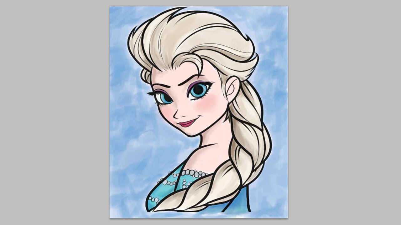 Queen Elsa Frozen - How to Color or Paint in Photoshop 