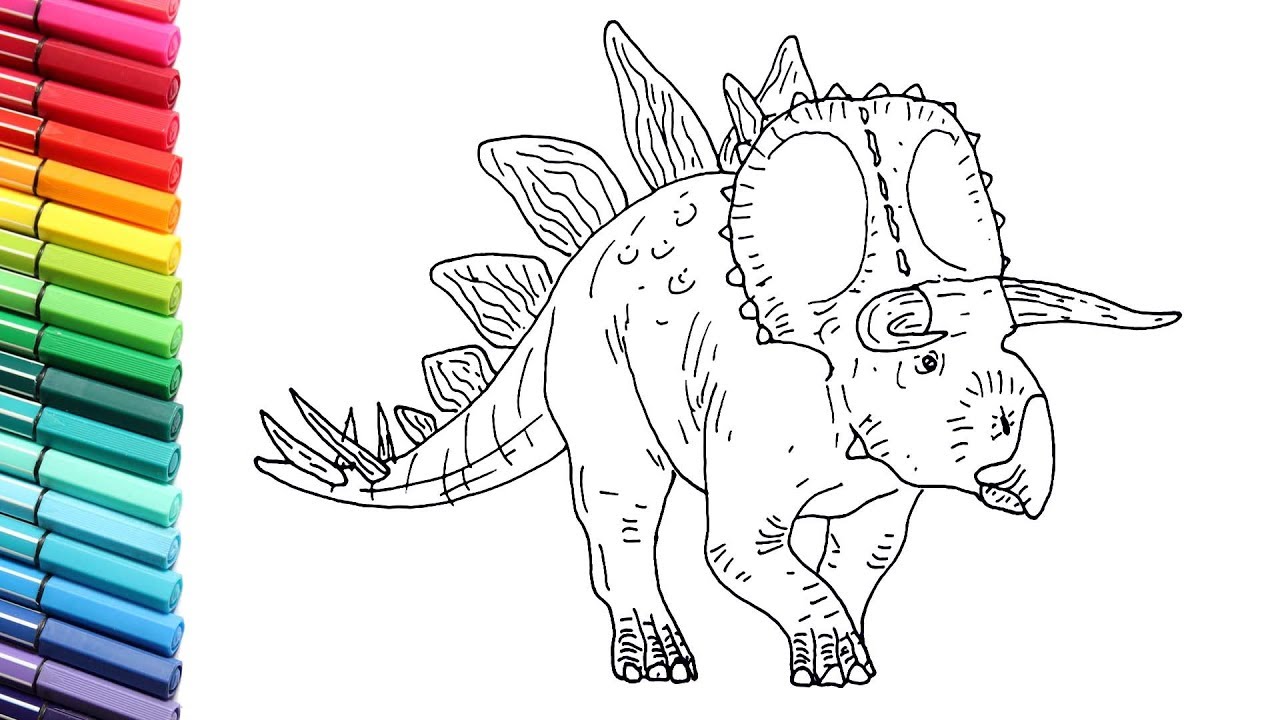 Drawing and Coloring the Stegoceratops From Jurrassic World Evolution - How to Draw Dinosaurs 