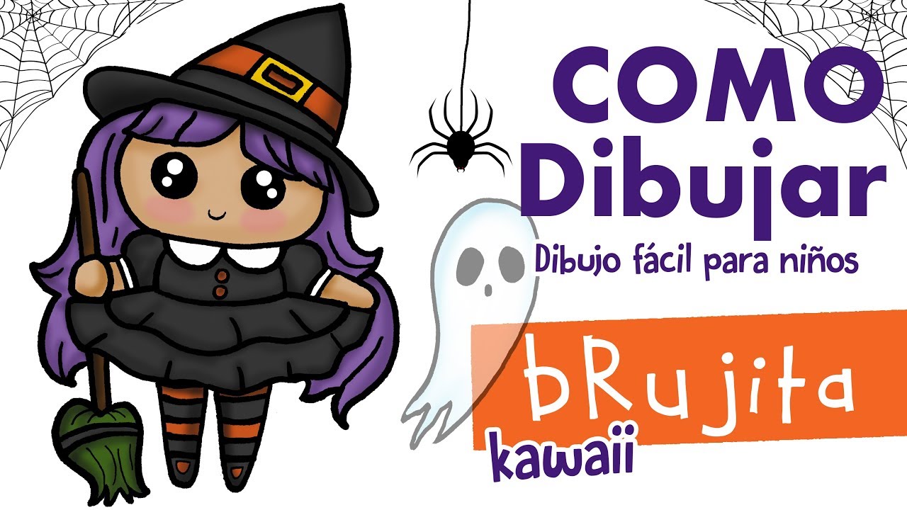 Como dibujar brujita kawaii / dibujo facil para niños 