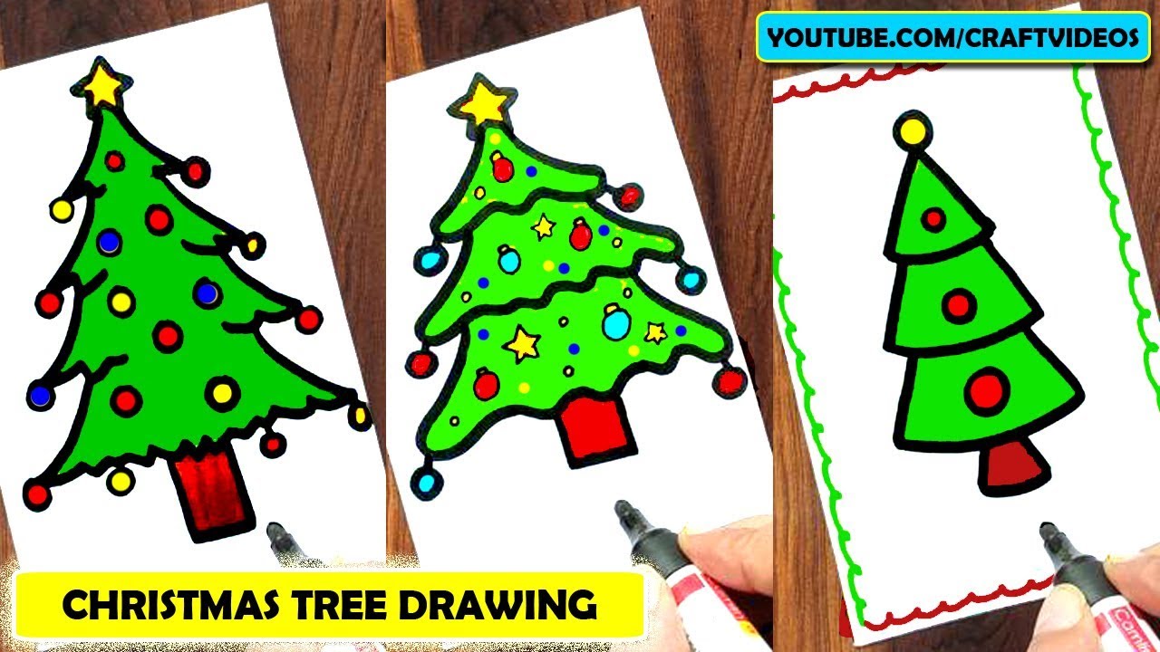 HOW TO DRAW CHRISTMAS TREE EASY 
