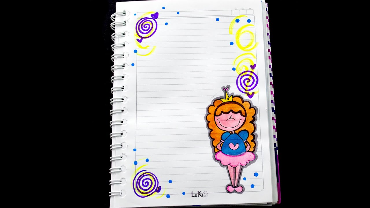 ? IDEAS PARA MARCAR CUADERNOS FACILES - Cómo dibujar márgenes-Dibujos para niños - Yaye 