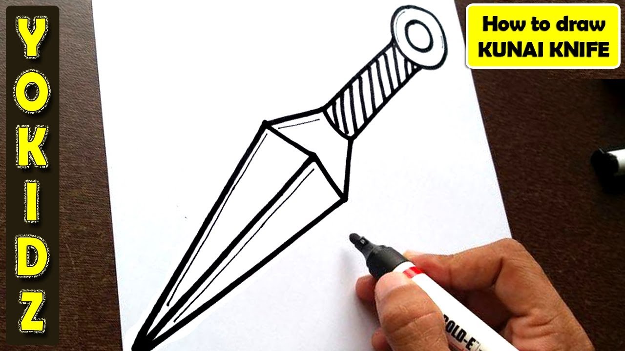 How to draw KUNAI KNIFE 