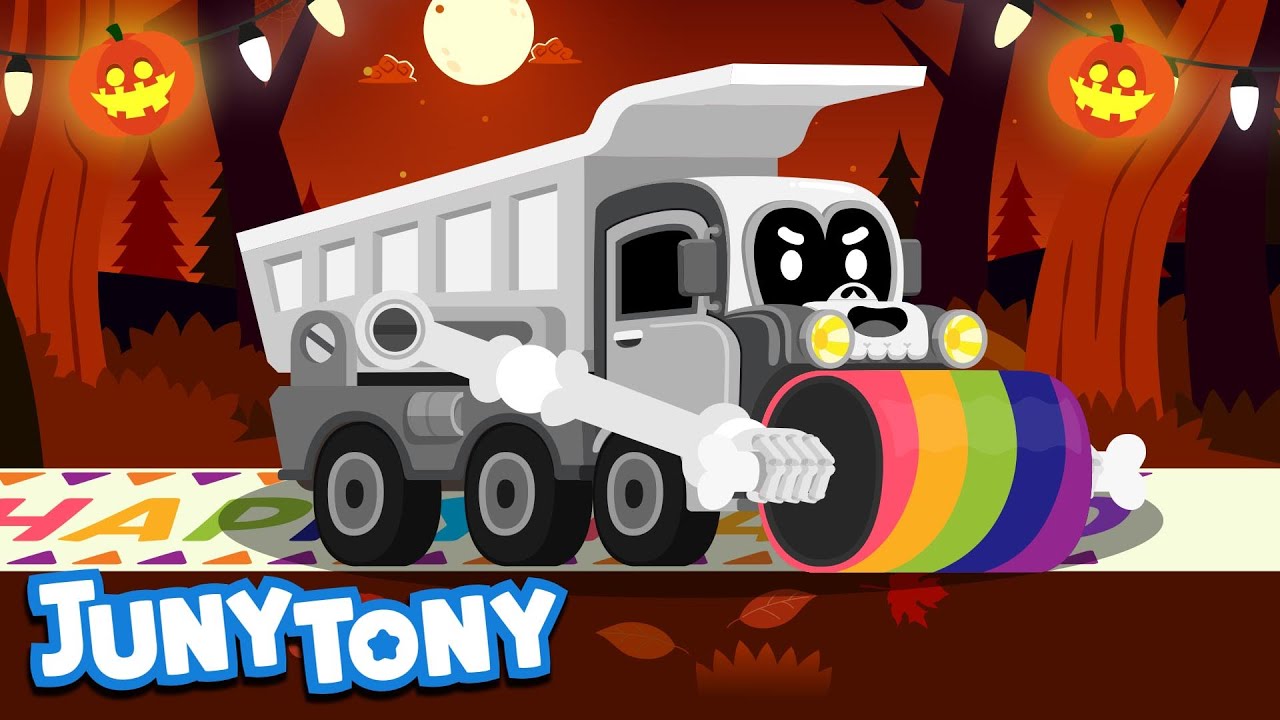 Halloween Monster Trucks | Halloween Party | Halloween Song for Kids | Kindergarten Song | JunyTony 