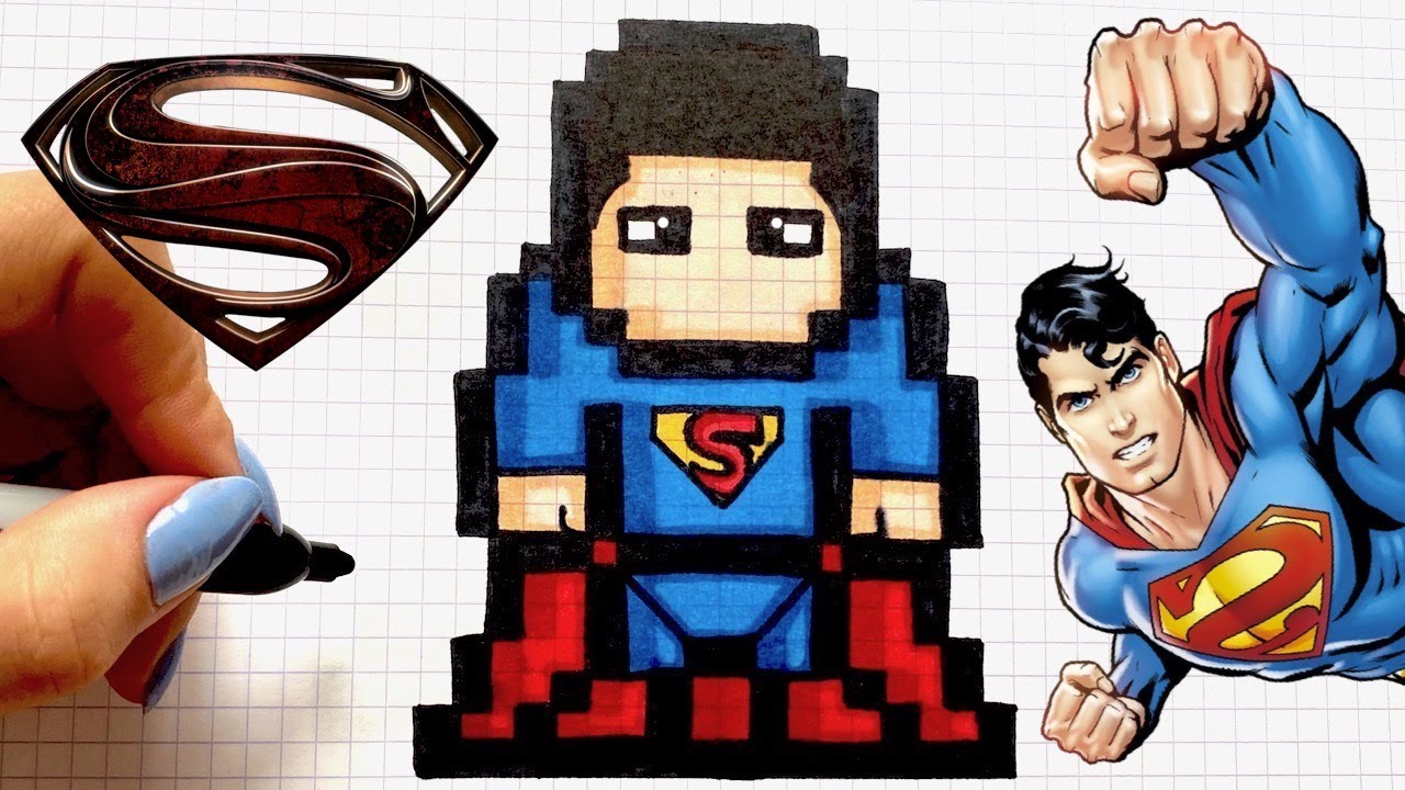 COMO DIBUJAR SUPER MAN PIXEL ART DC COMIC 