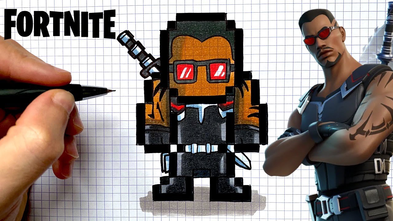 COMO DIBUJAR BLADE SKIN FORTNITE PIXEL ART MARVEL 