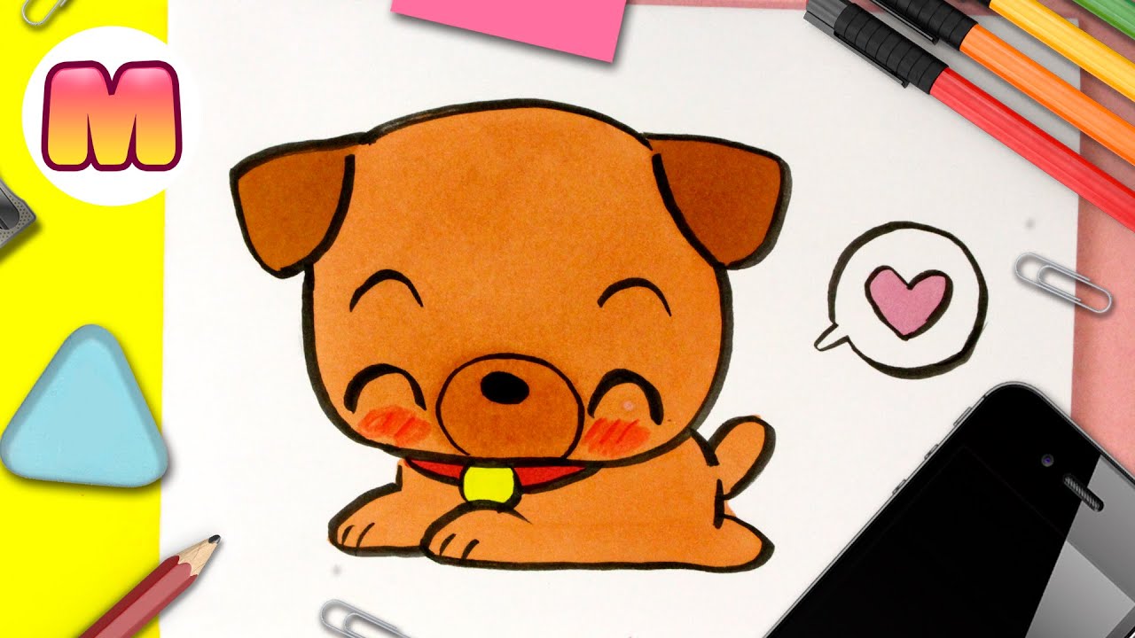 Como dibujar un PERRO KAWAII ? Dibujos kawaii fáciles ? Aprender a dibujar un perro fácil 