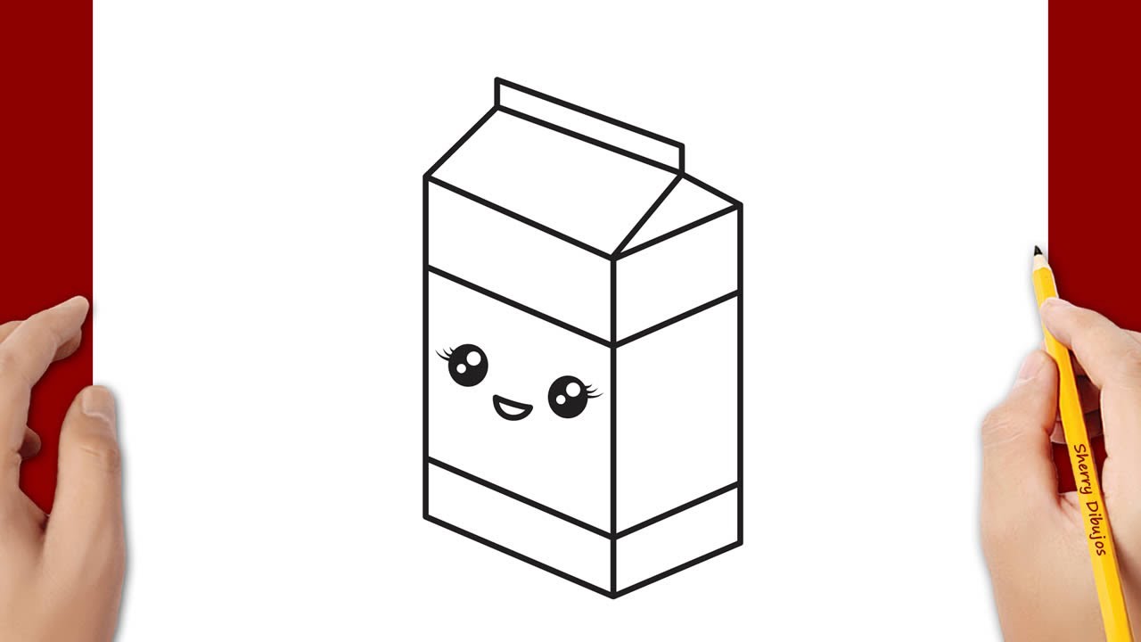 Cómo dibujar una caja de leche kawaii 