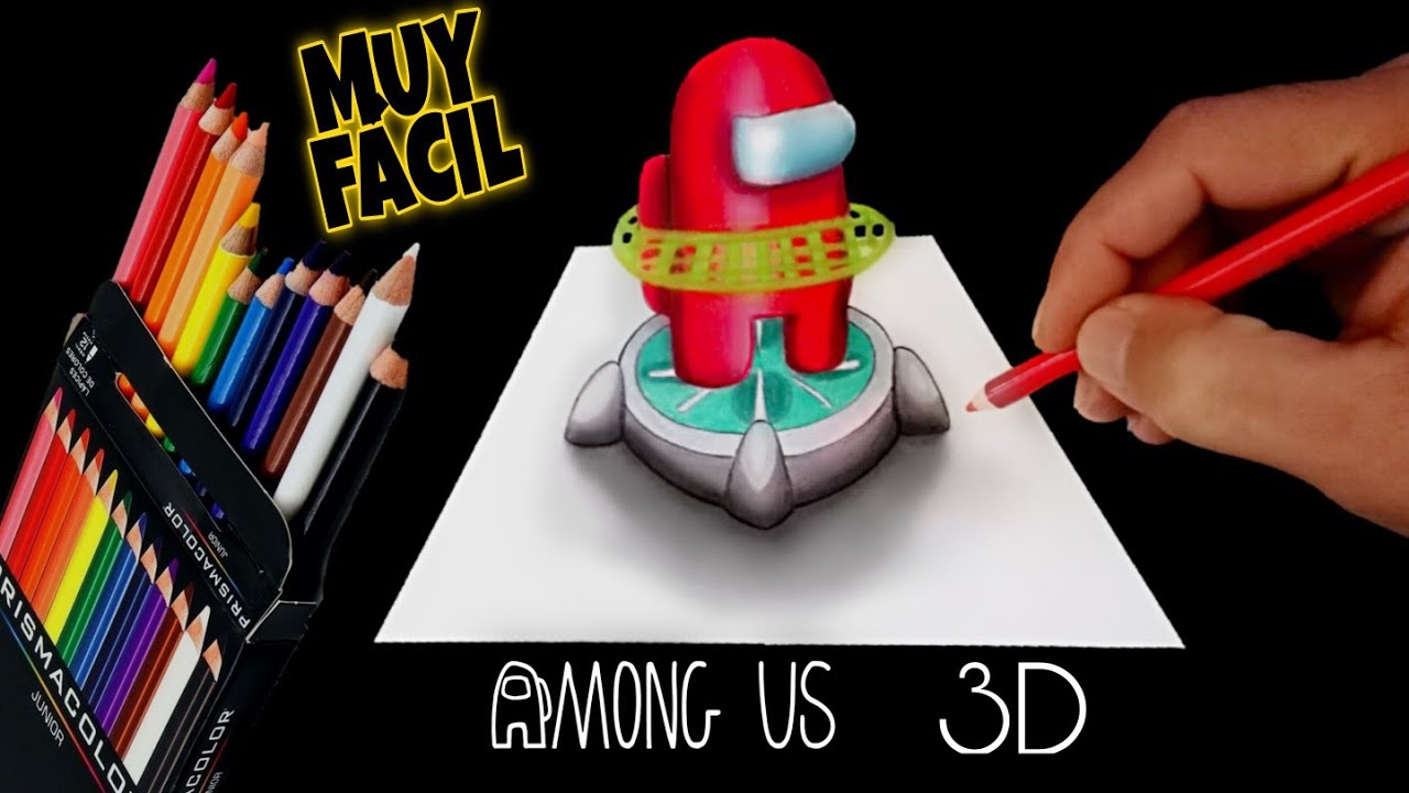 COMO DIBUJAR AMONG US 3D | SCANNER | how to draw among us 3d | PASO A PASO | FÁCIL 