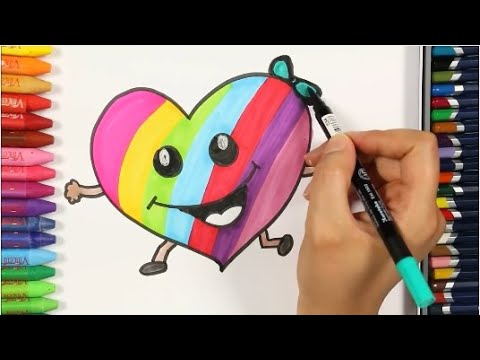 如何绘制和着色笑的心 了解如何上色| 学习绘画 