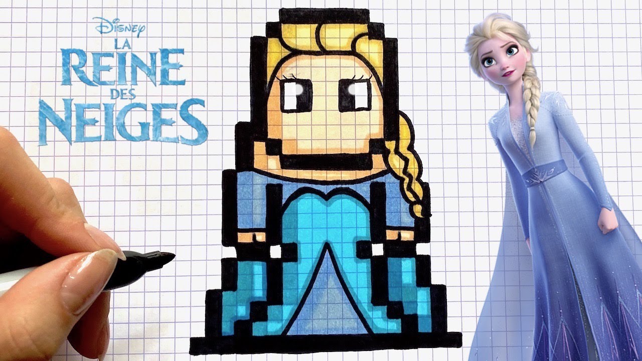 COMO DIBUJAR ELSA PIXEL ART DISNEY 