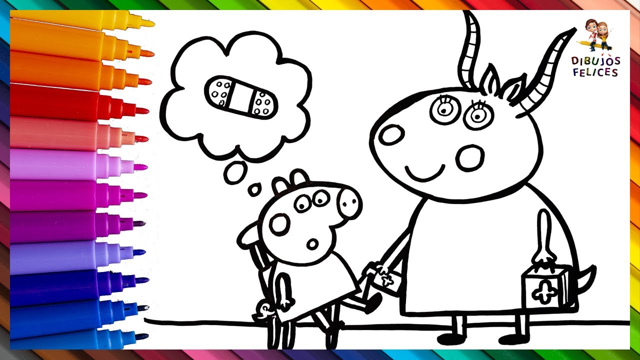 Dibuja y Colorea A Peppa Pig Y Madame Gazelle ?? Dibujos Para Niños 1