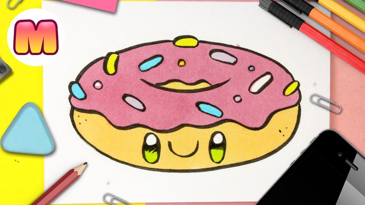 COMO DIBUJAR UN DONUT ? DONA KAWAII ? Dibujos kawaii de comida ? como dibujar kawaii faciles 