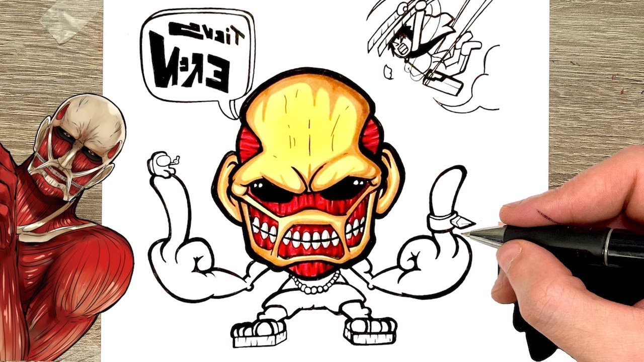 COMO DIBUJAR COLOSSAL TITAN VS LIVAI DE ATTACK ON TITANS 