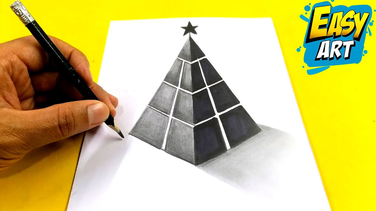 Dibujos 3D FACILES ?Como dibujar una PIRAMIDE 3D - 3D Drawing easy for beginners How To Draw PYRAMID 