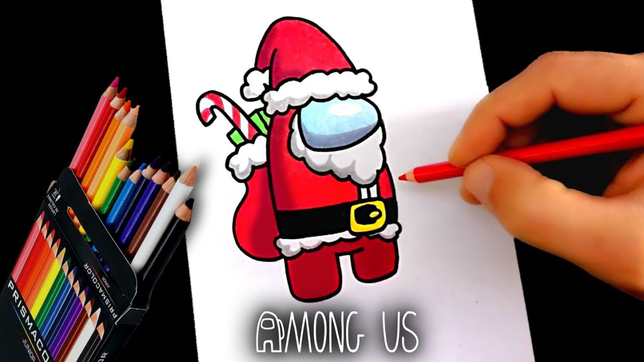 COMO DIBUJAR AMONG US SANTA CLAUS | PAPA NOEL | PASO A PASO | how to draw among us santa claus 