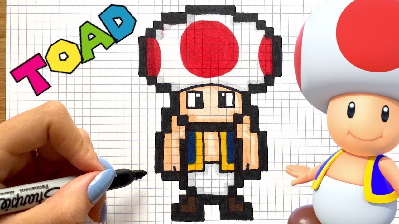 COMO DIBUJAR TOAD PIXEL ART MARIO 