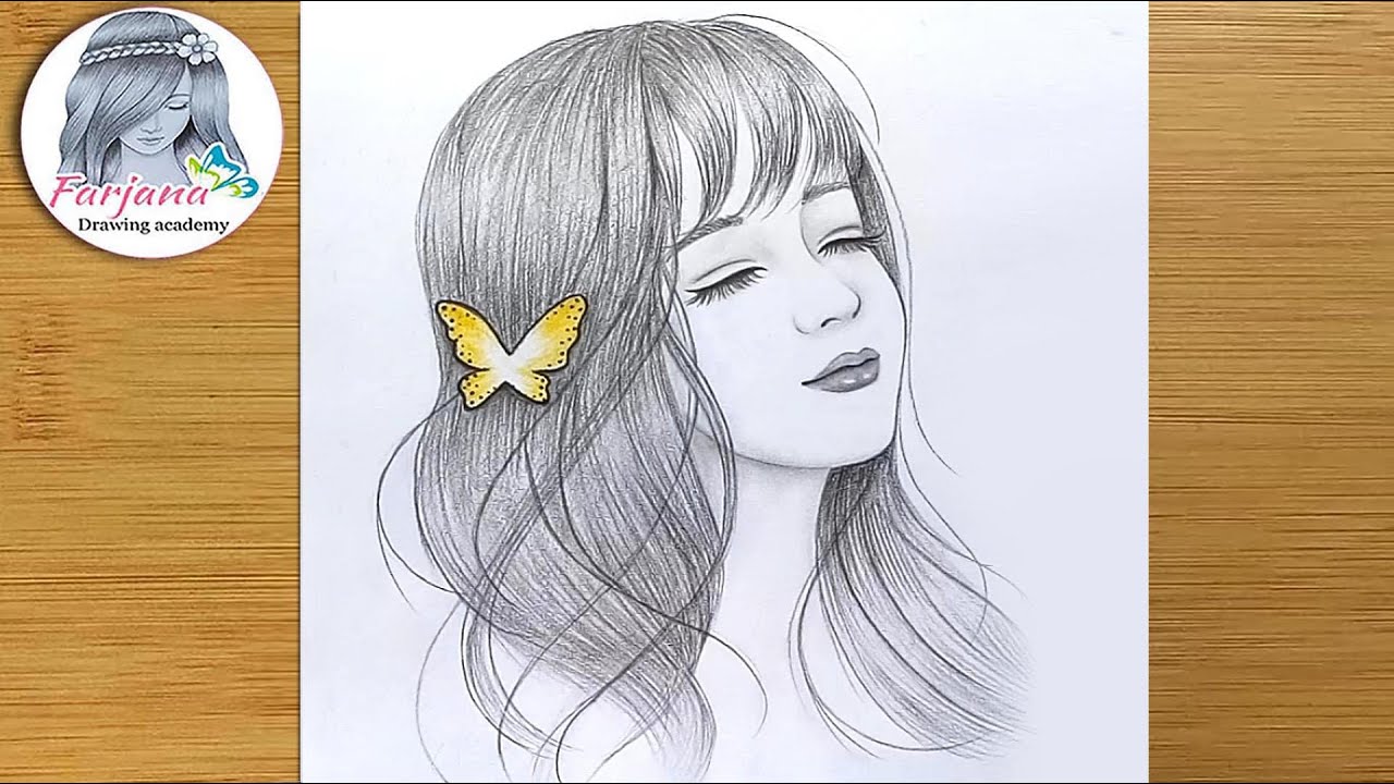 How to draw a Girl with Butterfly || Pencil sketch || Face Drawing || Art video || Drawing Tutorial 