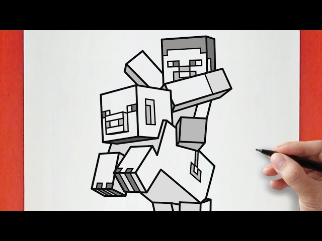 How to Draw Minecraft Steve Riding a Pig | Game Minecraft 