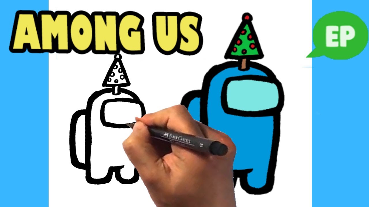 How to Draw Among Us - Christmas Tree Hat - Easy Pictures to Draw 1