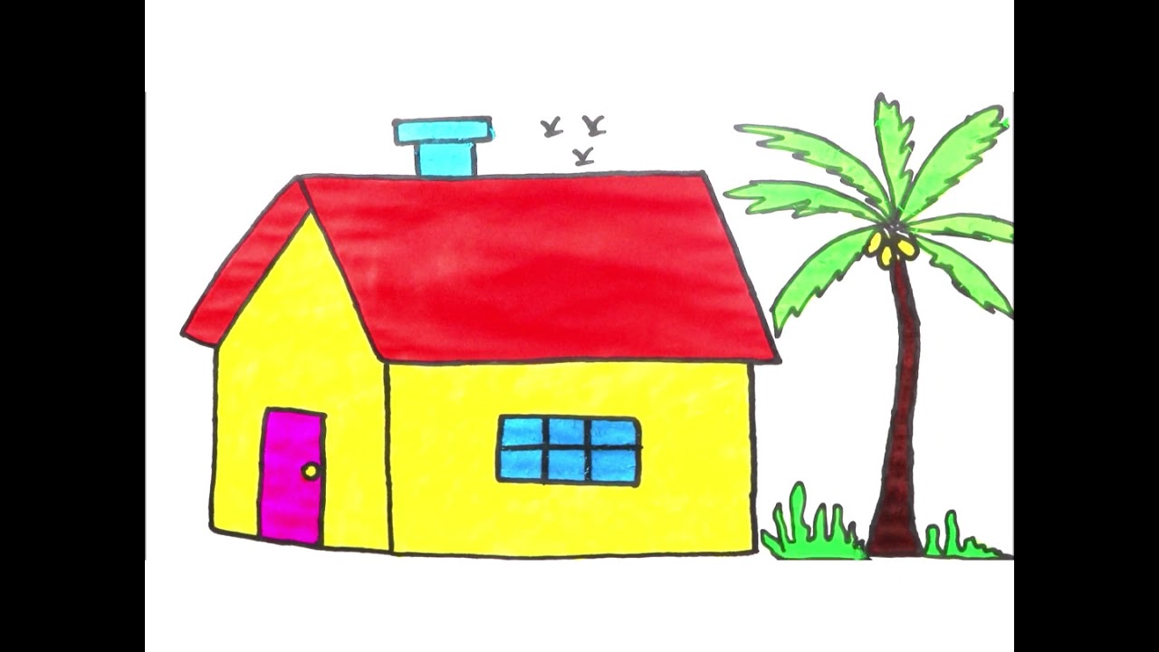 youtube #shorts coconut tree drawing house coloring 