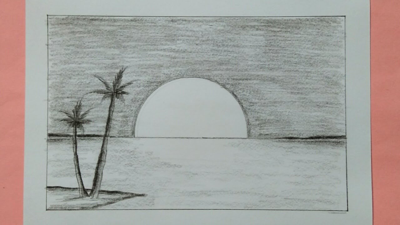 Cara Menggambar Pemandangan - Pencil Drawing Landscape 