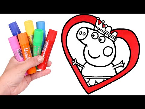 Dibuja y Colorea a Peppa Pig de San Valentín ?❤️Dibujos para pintar 