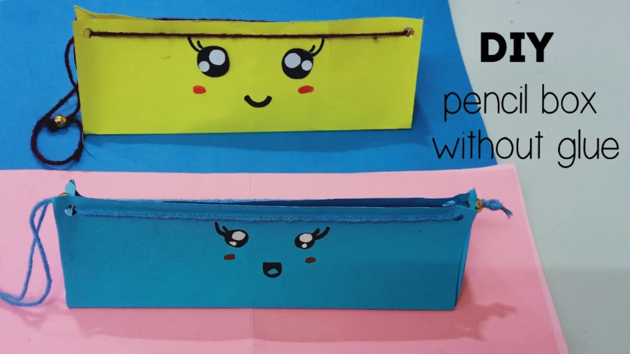 How to make a paper pencil box | DIY paper pencil box idea without glue /Easy Origami box tutorial 