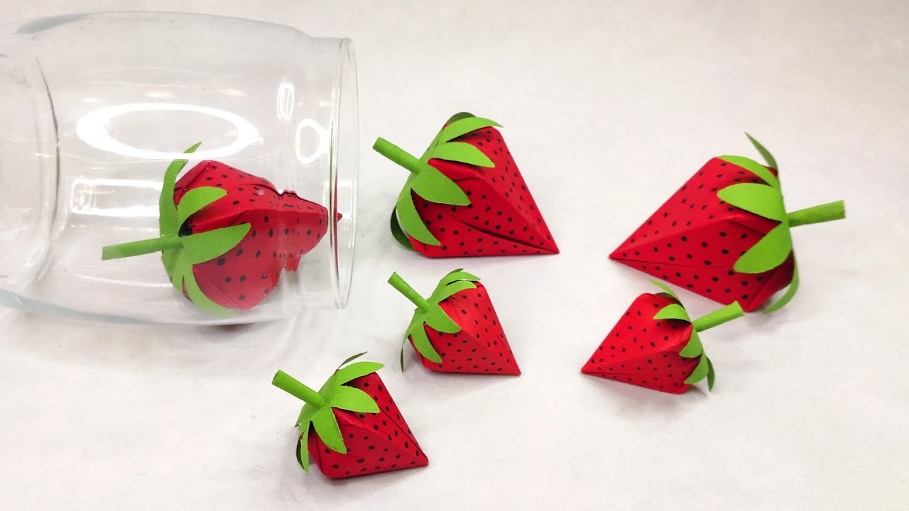 How to make a Paper Strawberry | Origami Fruit | Easy Origami | Paper ART 013 