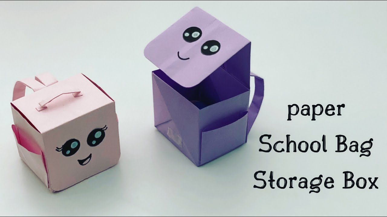DIY MINI PAPER SCHOOL BAG STORAGE ORGANIZER / Paper Craft / Origami Storage Box DIY /Desk Organizer 