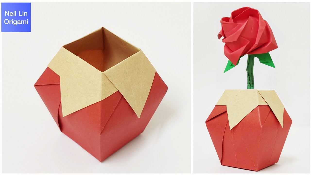 Easy Origami - How to make a paper Vase 