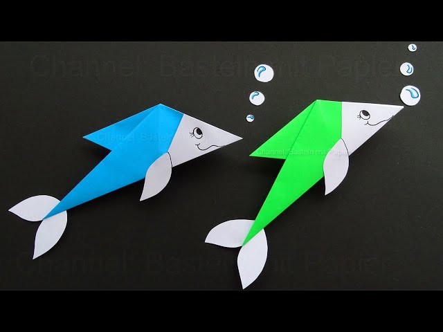 Origami Fisch basteln mit Papier - Origami Fische falten mit Papier - Delphin basteln 