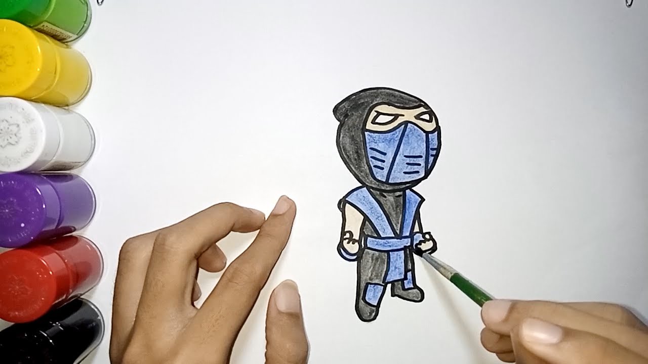 How To Draw Sub Zero Easy | Cara Menggambar Sub Zero Dari Mortal Kombat 