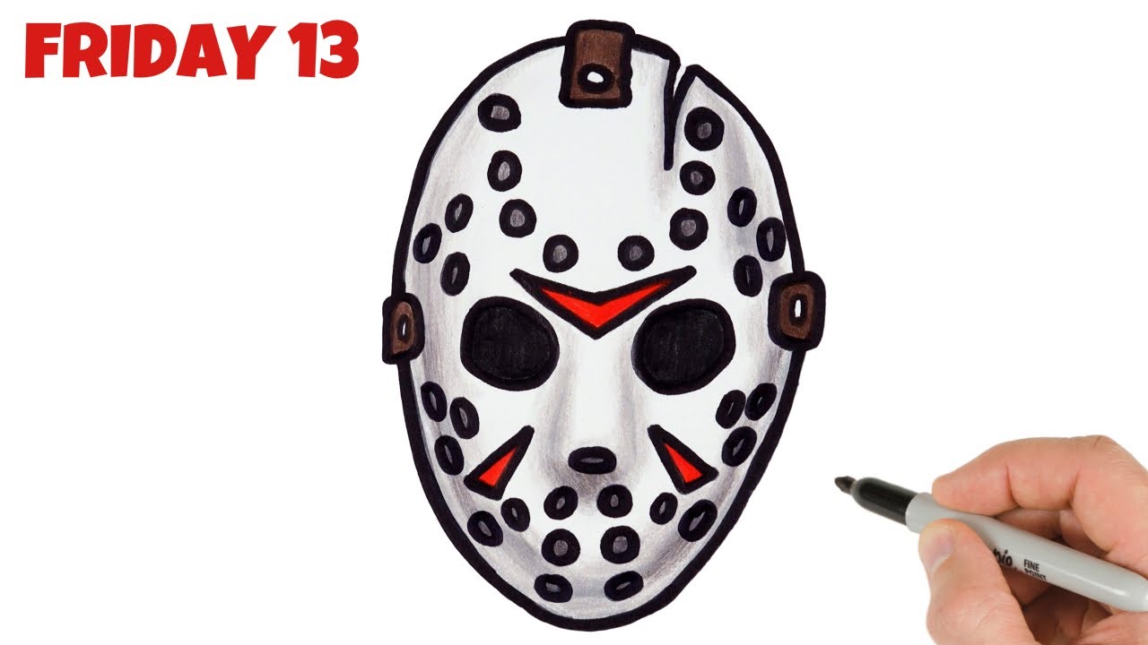 How to Draw Jason Voorhees Mask | Friday The 13th 