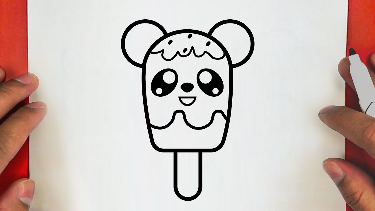 HOW TO DRAW A CUTE PANDA ICE CREAM ,STEP BY STEP ,DRAW CUTE THINGS 