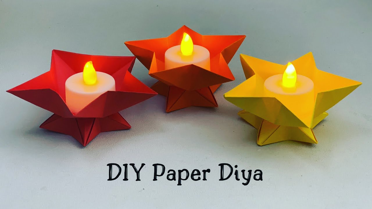 Paper Candle Holder | Origami Diya | Paper Craft | Paper Star Diya diy easy |Diwali decoration ideas 