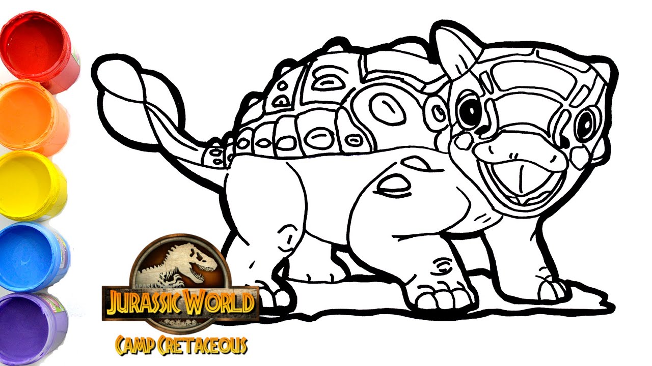 ? ( Dinosaurs for children ) ? HOW TO DRAW BABY ANKYLOSAURUS BUMPY | Jurassic World Camp Cretaceous 