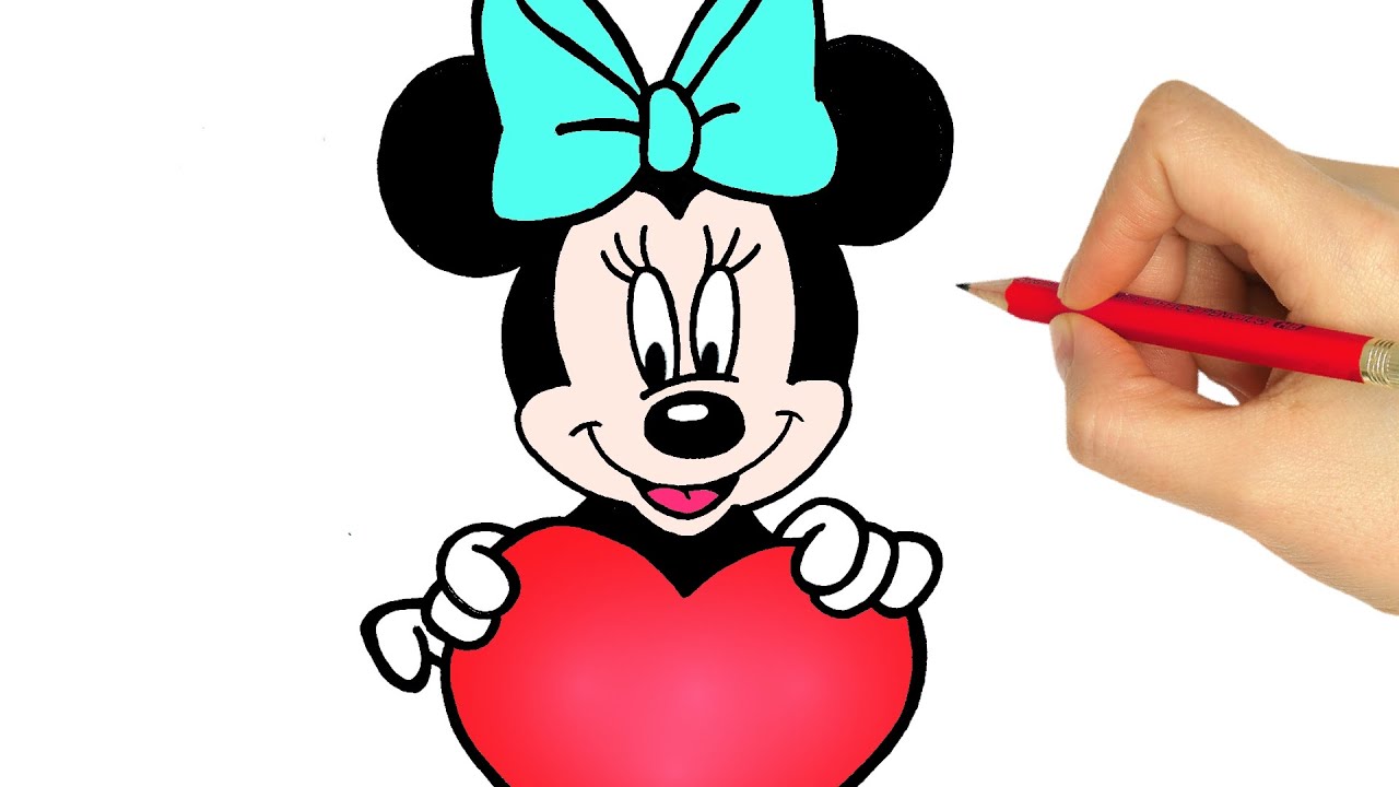 HOW TO DRAW MINNIE MOUSE EASY STEP BY STEP - DISNEY DRAWINGS -CUTE DRAWINGS 