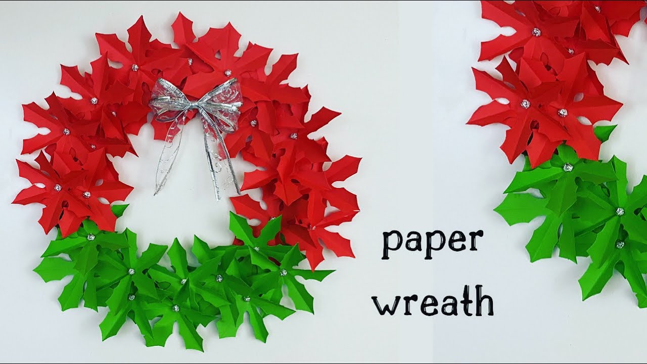 DIY PAPER WREATH / Paper Craft / Paper Flower Wall hanging / Paper Wreath for Christmas decoration 