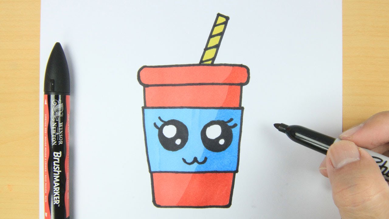 Cara Menggambar Cup Minuman Lucu | How to Draw a Cute Drink Cup 