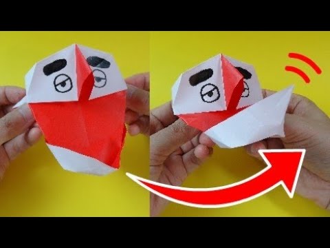 動く折り紙「アイーンおじさん」Action Origami "Chin Pushing Out Man" 