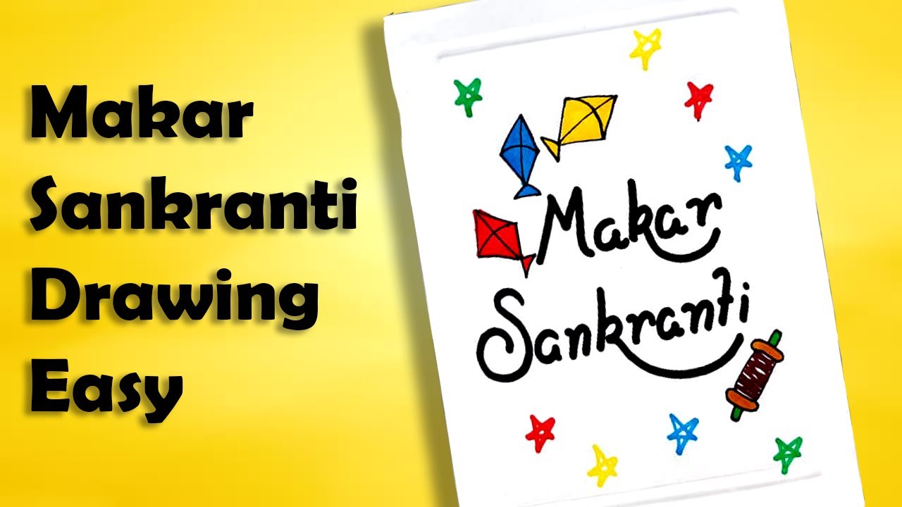 Happy makar sankranti drawing easy | Makar Sankranti Drawing Simple 