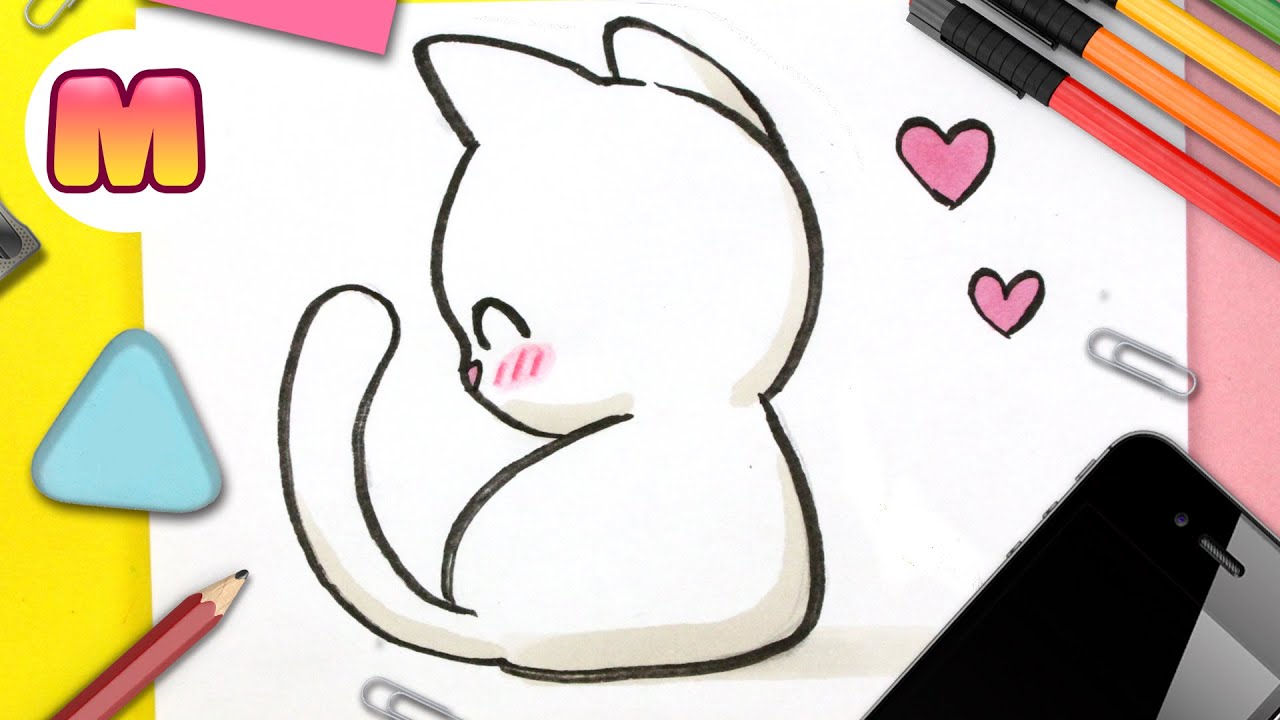 Como dibujar un GATO KAWAII ? FACIL PASO A PASO ? como dibujar un gatito bebe 