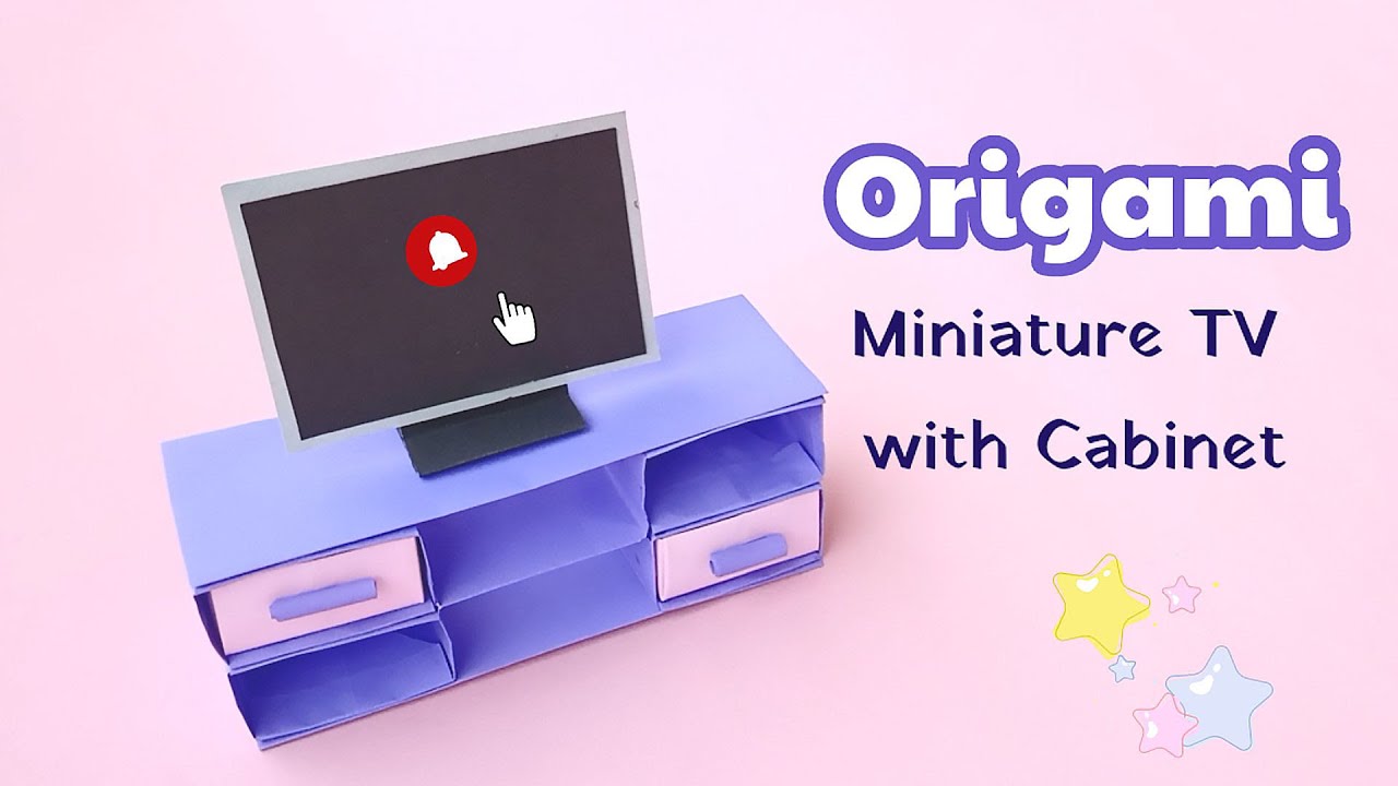 Easy way to make a paper TV with cabinet | Origami Miniatures | Paper Dollhouse Furniture |DIY Paper 2