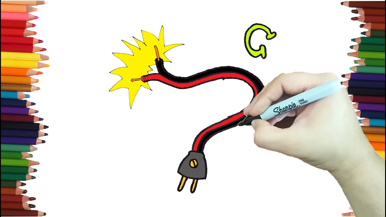 Como hacer dibujos con la LETRA C, Dibujo de la palabra CABLE paso a paso - Dibujos de Letras 