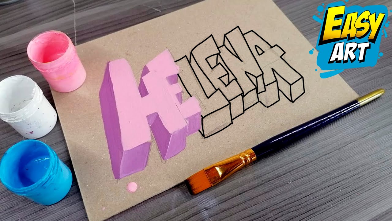 ? Dibujos 3D Faciles - Como Dibujar NOMBRES en GRAFFITI HELENA - How to draw in Graffiti letters 